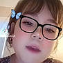 Nathaly is registered to the contest to win money with this photo: butterfly_filter, casual, child, close_up, digital_filter, expression, eyelashes, face, female, flower_pattern, glasses_filter, hair, head, indoor, necklace, person, portrait, selfie, skin, young