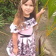 Nathaly is registered to the contest to win money with this photo: child, girl, outdoor, dress, headband, flower, plant, greenery, sandals, smile, nature, tree, leaf, young, fashion, portrait, standing, grass, ground, accessory