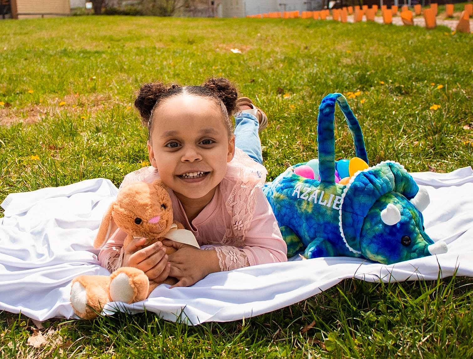 Azalie joined the competition — help win amazing prizes! baby, baby_toddler_clothing, basket, botany, dress, facial_expression, fun, grass, grass_family, green, happy, joy, lawn, leisure, mammal, meadow, people_in_nature, person, plant, smile