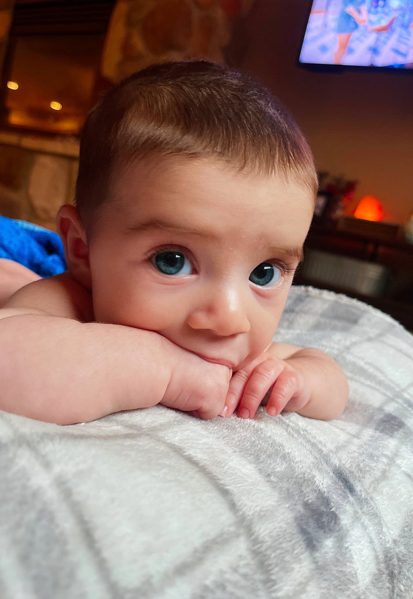 Brynlee is registered to the contest to win money with this photo: baby, cheek, child, chin, comfort, eyebrow, eyelash, facial_expression, finger, flash_photography, fun, gesture, iris, linens, mammal, mouth, nose, person, skin, thumb