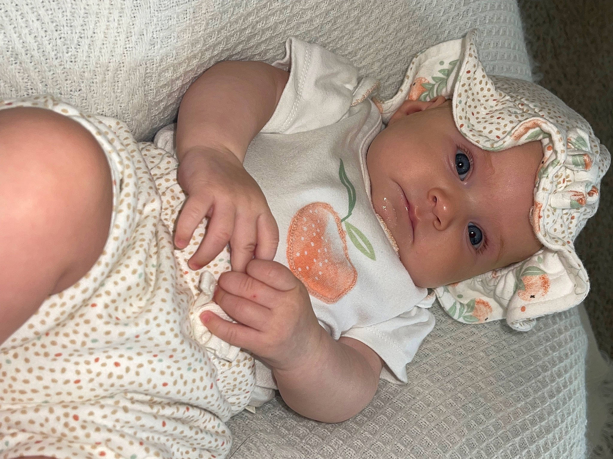 Juniper joined the competition — help win amazing prizes! abdomen, baby, baby_products, baby_toddler_clothing, child, comfort, eye, finger, hand, headwear, human_body, human_leg, iris, linens, mammal, nail, pattern, person, room, skin