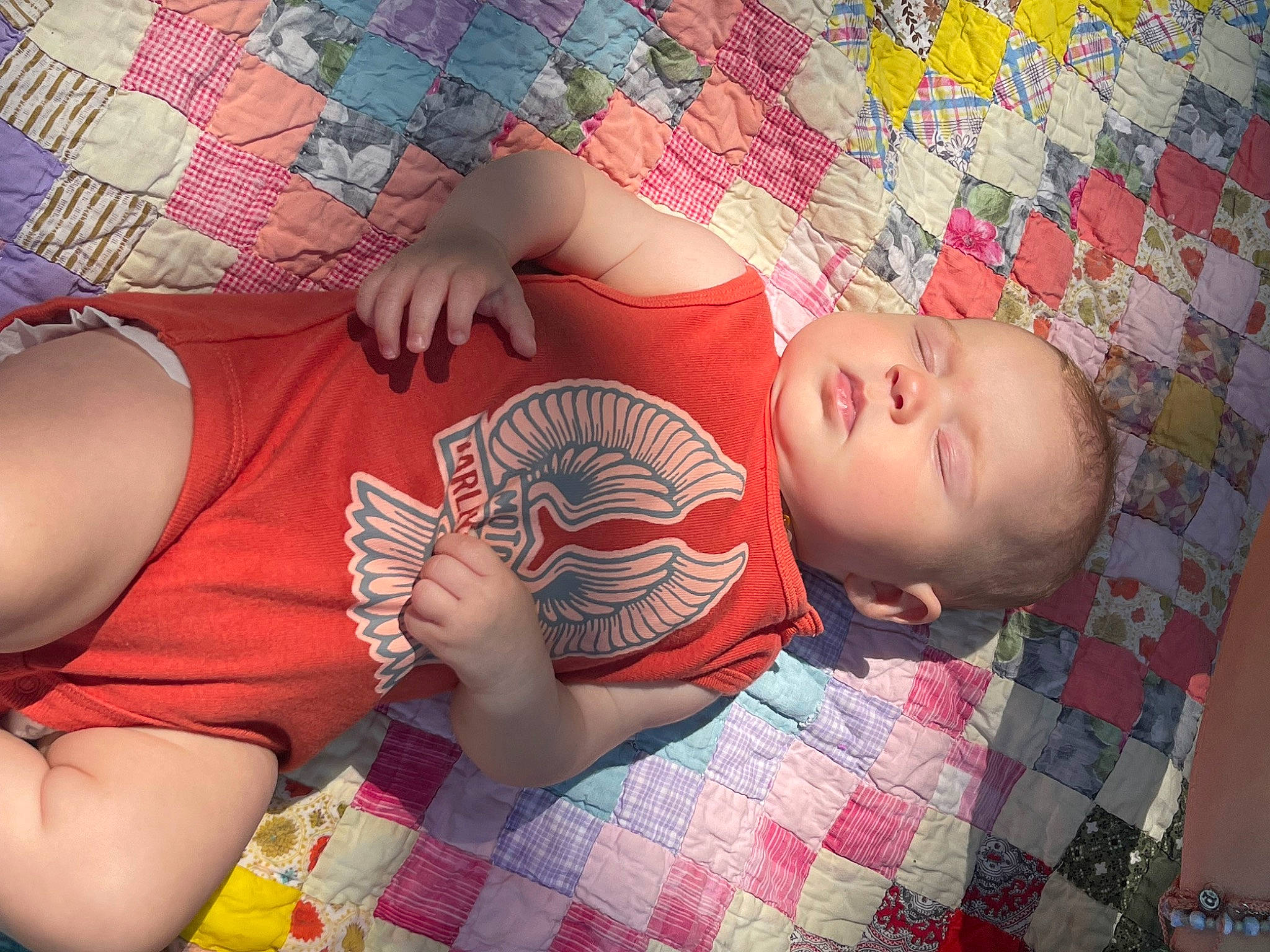 Juniper joined the competition — help win amazing prizes! arm, baby, comfort, cool, elbow, finger, hand, happy, human_body, leg, mammal, mouth, muscle, orange, person, pink, skin, textile, thigh, toddler