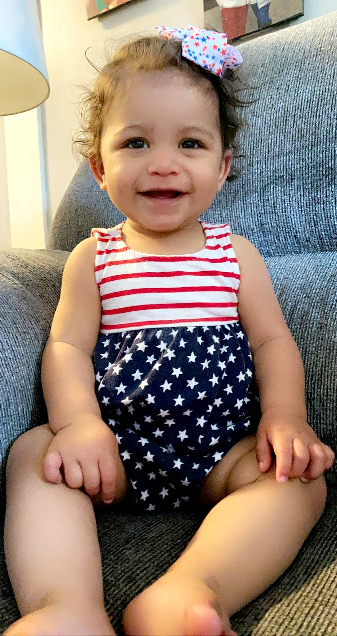 Addison joined the competition — help win amazing prizes! baby_toddler_clothing, blue, clothing, dress, facial_expression, finger, hair, hand, happy, iris, joint, joy, lip, neck, organ, person, skin, sleeve, smile, textile