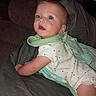 Davina joined the competition — help win amazing prizes! baby, infant, blue_eyes, onesie, blanket, bedding, cushion, indoor, curious, child, person, sleepwear, young, cute, soft, face, head, lying_down, expression, nap_time
