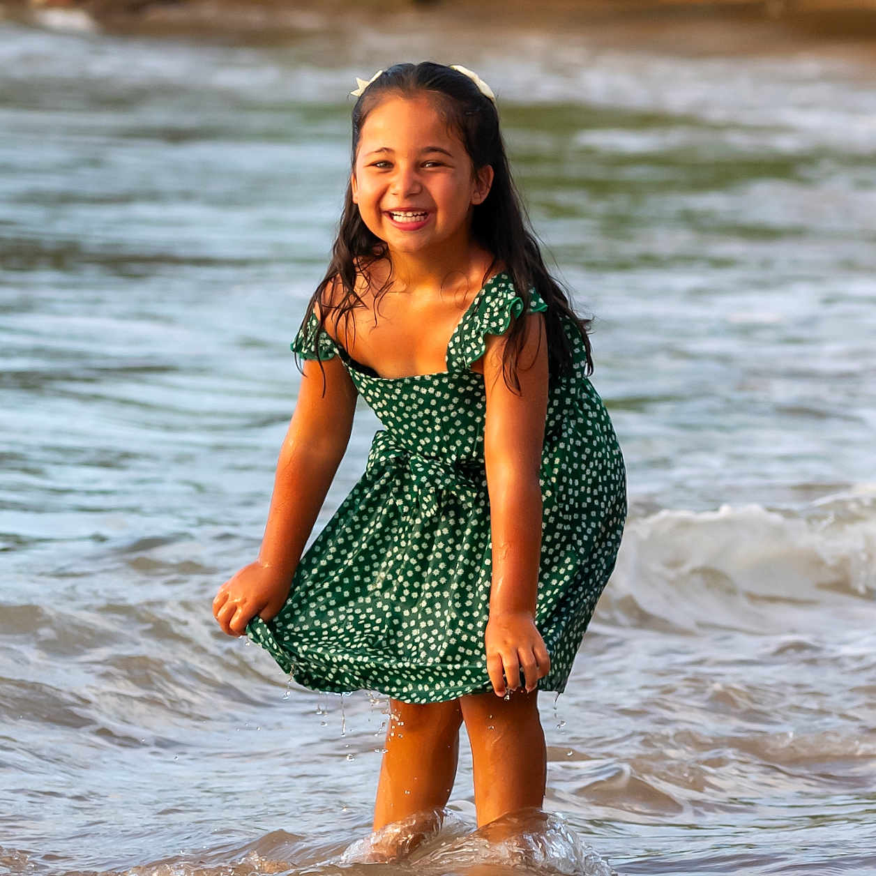 Louna participe au concours pour gagner de l'argent avec cette photo : beach, beachwear, child, clothing, dress, face, female, girl, happy, head, nature, outdoors, person, photography, portrait, sea, smile, summer, swimwear, water