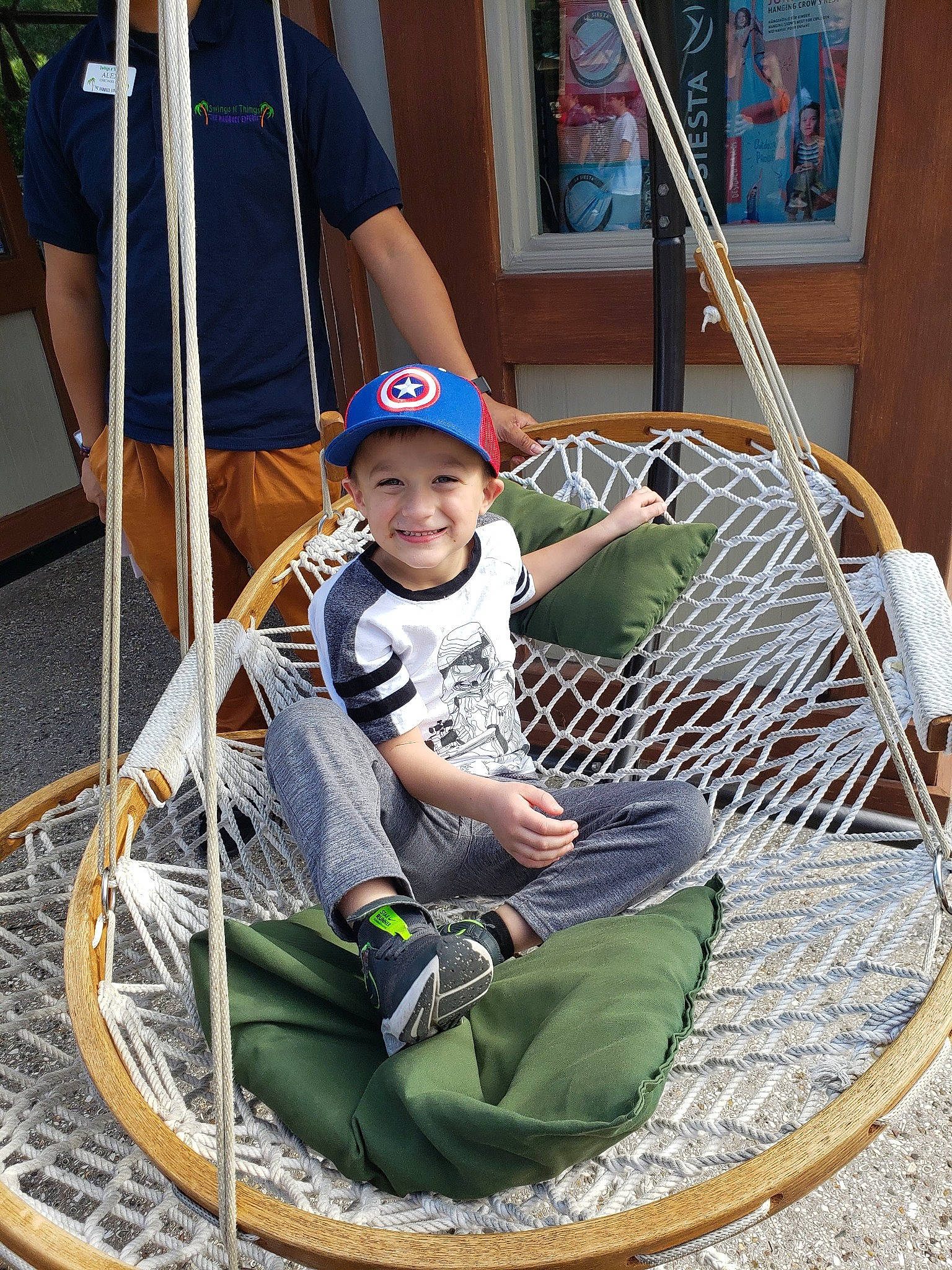 Bryer joined the competition — help win amazing prizes! child, headwear, joy, leisure, outdoor_play_equipment, person, swing