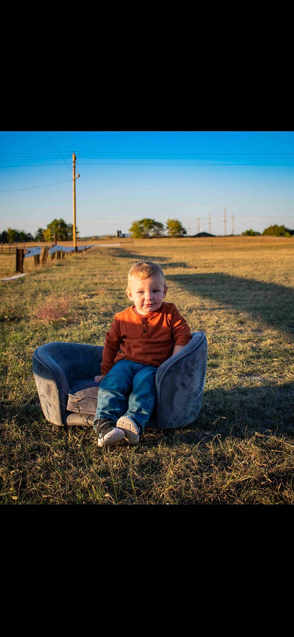 Layken joined the competition — help win amazing prizes! flash_photography, grass, grassland, happy, horizon, jeans, joy, landscape, leisure, meadow, people_in_nature, person, plant, prairie, rural_area, sky, sunlight, sunset, tints_and_shades, toddler