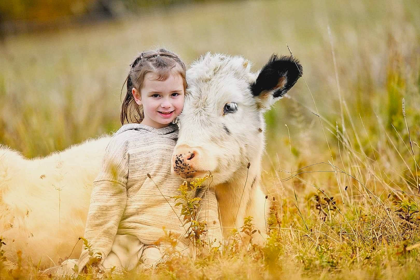 Kathleen is registered to the contest to win money with this photo: companion_dog, dog_breed, fawn, gesture, grass, grassland, hair, happy, joy, landscape, livestock, meadow, natural_landscape, people_in_nature, person, plant, prairie, rural_area, sheep, smile