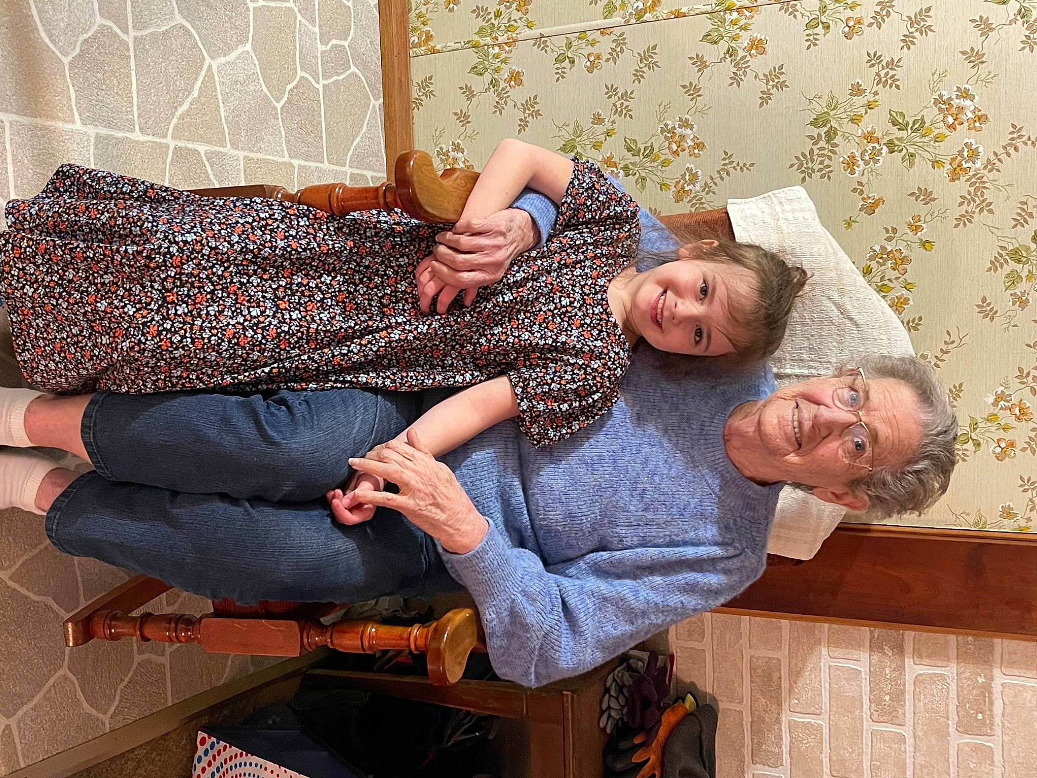 Kathleen joined the competition — help win amazing prizes! comfort, denim, flooring, foot, fun, gesture, happy, human_leg, interaction, jeans, joy, knee, lap, leisure, linens, pattern, person, room, sitting, smile