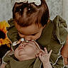 Stella joined the competition — help win amazing prizes! affection, baby, bows, child, closeup, cute, decor, family, floral, green_clothing, hair, indoor, infant, kiss, love, newborn, portrait, sibling, sunflower, toddler