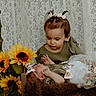 Stella joined the competition — help win amazing prizes! baby, blanket, bow, child, curtain, cute, family, flowers, grass, green_clothing, headband, lace, love, newborn, outdoor, portrait, sibling, soft, sunflowers, tender
