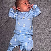 Lakelynn joined the competition — help win amazing prizes! baby, infant, blue_onesie, floral_pattern, blanket, texture, lying_down, curious_expression, toes, painted_nails, red_nail_polish, cozy, indoors, cute, small_hands, small_feet, soft_lighting, child, portrait, sleepwear