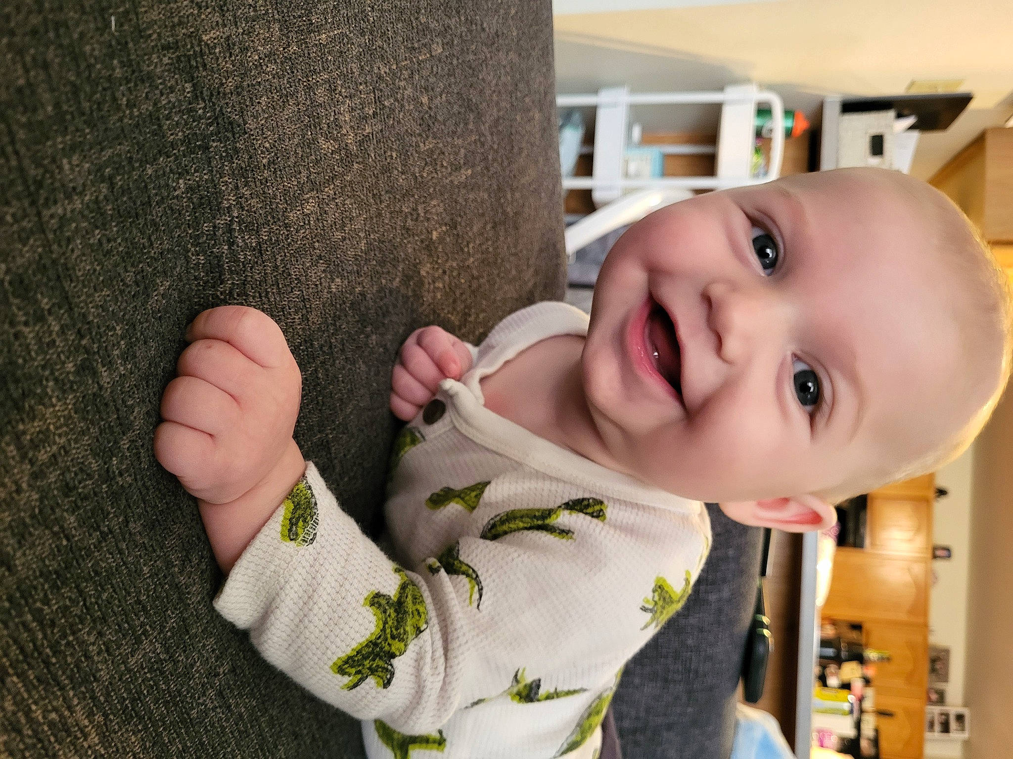 Oliver joined the competition — help win amazing prizes! baby, baby_laughing, baby_products, baby_toddler_clothing, cheek, child, finger, gesture, happy, iris, joy, laugh, nose, person, sitting, skin, sleeve, smile, t_shirt, thumb