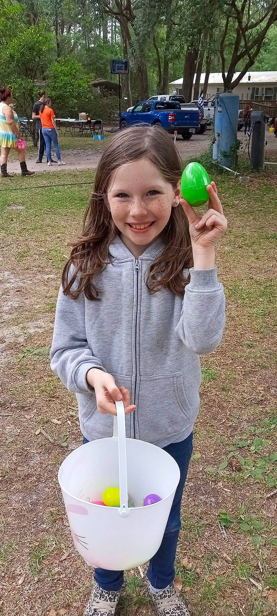 Evaly is registered to the contest to win money with this photo: ball, bucket, child, drinkware, easter, event, fun, grass, green, happy, joy, leisure, party_supply, people_in_nature, person, play, recreation, smile, soil, toddler