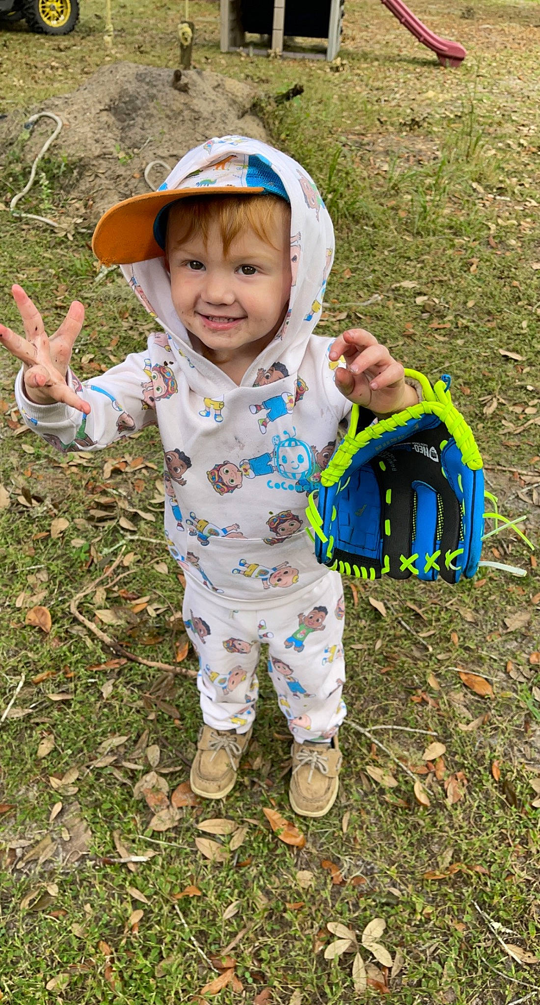 Kamden joined the competition — help win amazing prizes! baby, baby_toddler_clothing, child, eye, face, fun, grass, grassland, happy, hat, head, headwear, joy, leisure, people_in_nature, person, personal_protective_equipment, play, recreation, sleeve