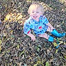 Myles joined the competition — help win amazing prizes! child, toddler, smiling, laughing, outdoor, autumn, leaves, forest, nature, blue_shirt, cowboy_boots, sparkly_boots, sitting, ground, portrait, blond_hair, sunlight, playful, happy, seasonal