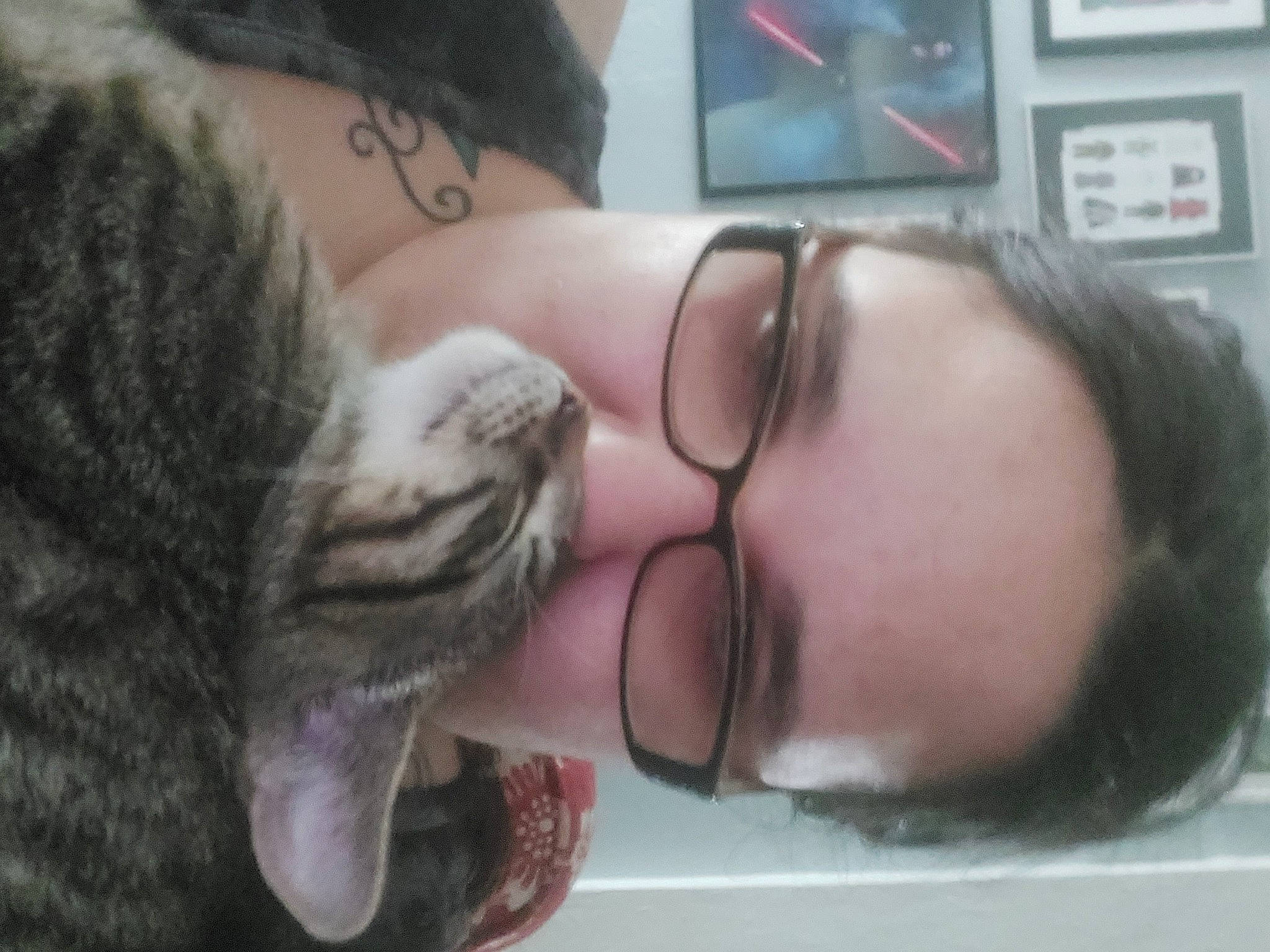 Ella is registered to the contest to win money with this photo: audio_equipment, beard, chest, ear, eyelash, eyewear, felidae, forehead, fun, gesture, glasses, happy, jaw, mouth, neck, nose, organ, skin, vision_care, wrinkle