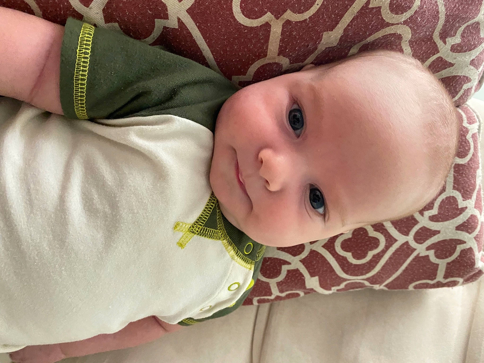 Lyle joined the competition — help win amazing prizes! baby, baby_toddler_clothing, cheek, child, comfort, eyelash, iris, linens, pattern, person, room, skin, sleeve, toddler