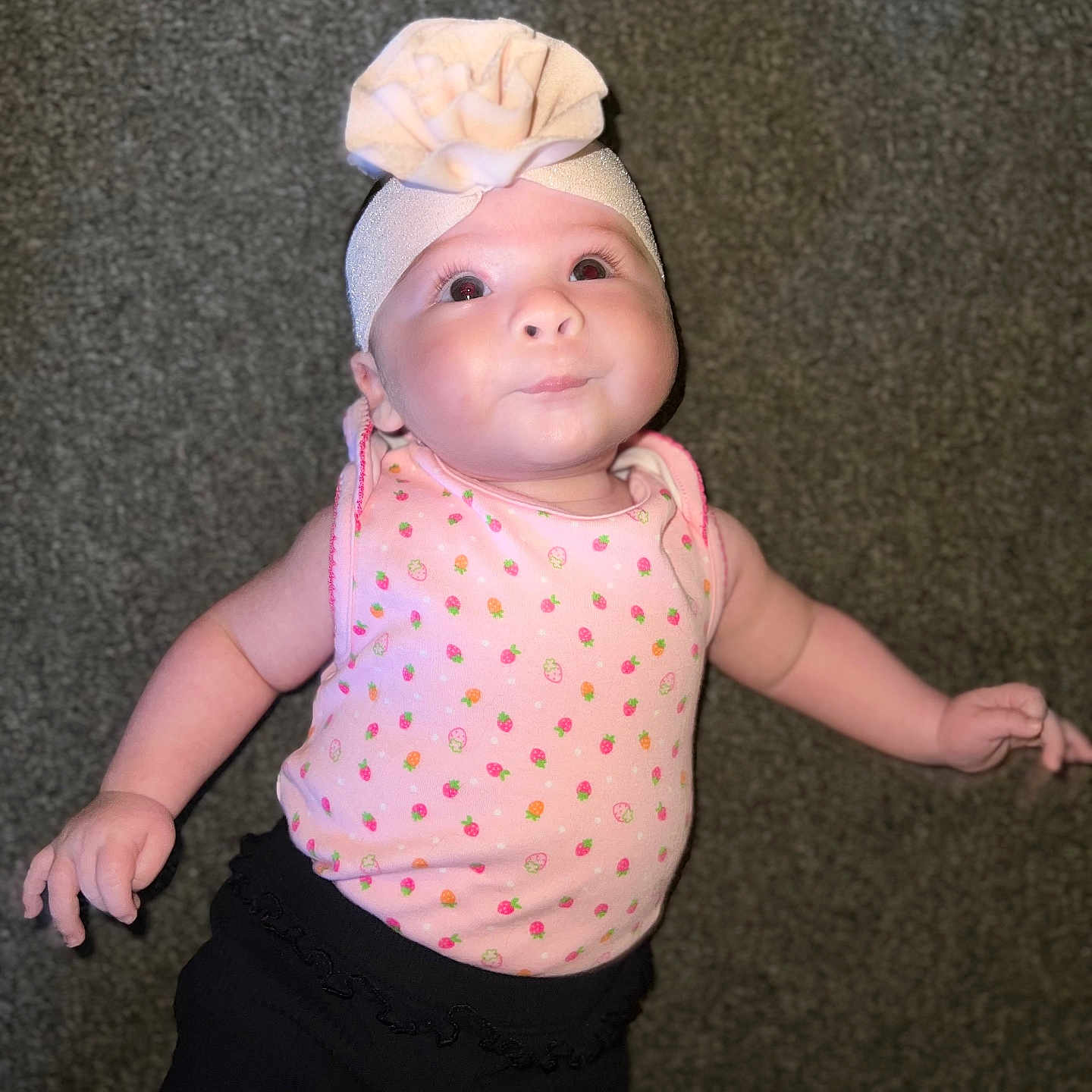 Paisley May joined the competition — help win amazing prizes! accessories, baby, bodypart, bonnet, cap, clothing, dress, face, finger, glove, hand, hat, head, headband, newborn, pants, person, photography, portrait, t_shirt