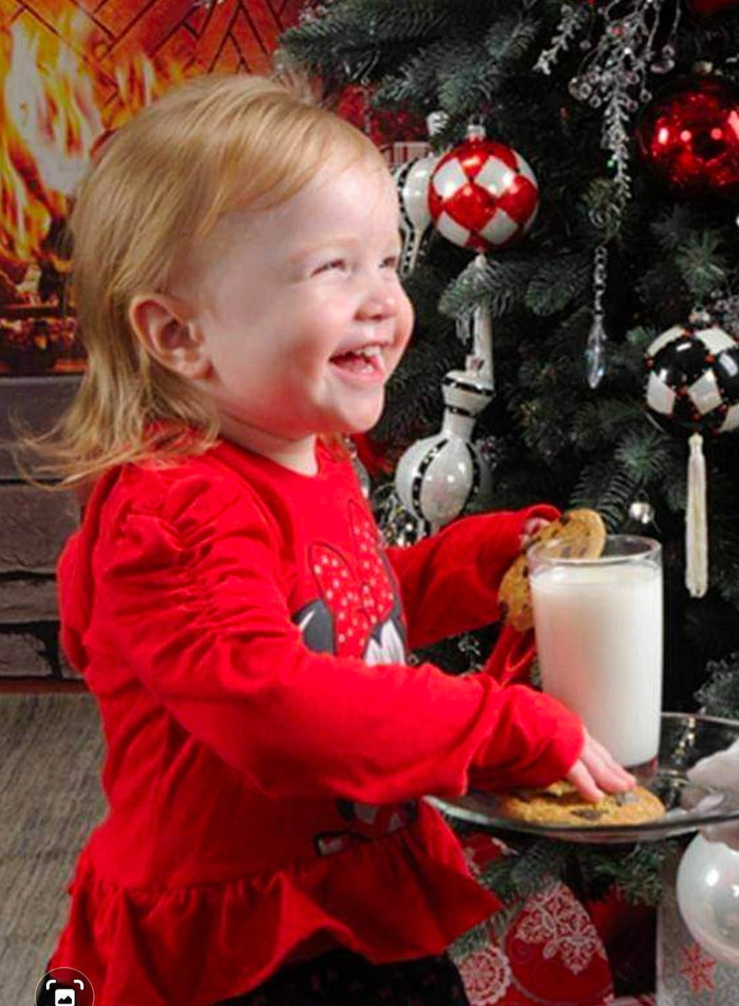 Izabellah joined the competition — help win amazing prizes! baby, baby_toddler_clothing, child, christmas, christmas_decoration, christmas_eve, christmas_ornament, event, fun, happy, holiday, holiday_ornament, ornament, pattern, person, red, sitting, smile, toddler, tradition
