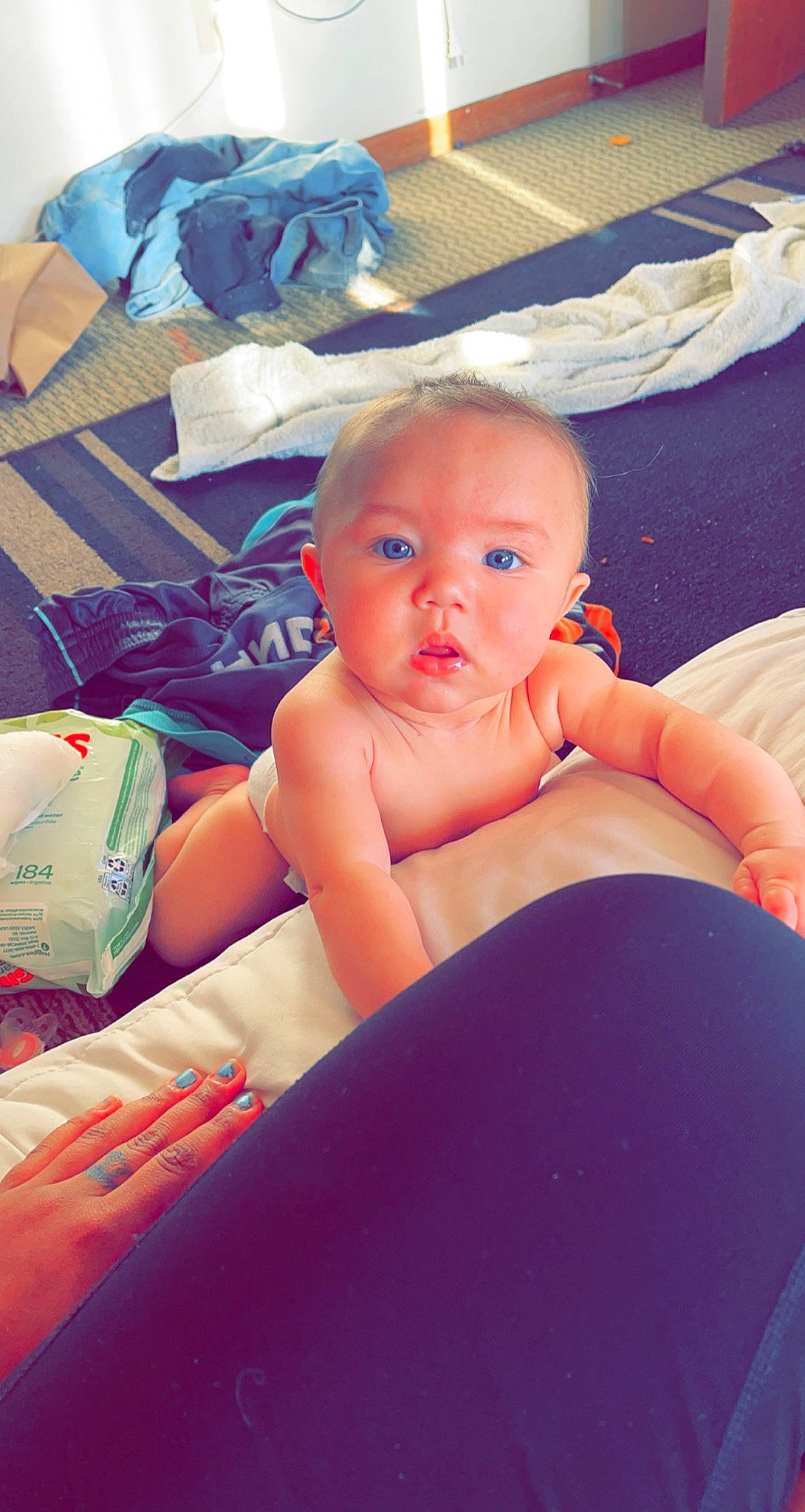 Ariella is registered to the contest to win money with this photo: abdomen, baby, baby_products, baby_sleeping, cheek, chest, child, comfort, eyebrow, finger, fun, human_body, leisure, mouth, person, sitting, skin, stomach, thumb, toddler