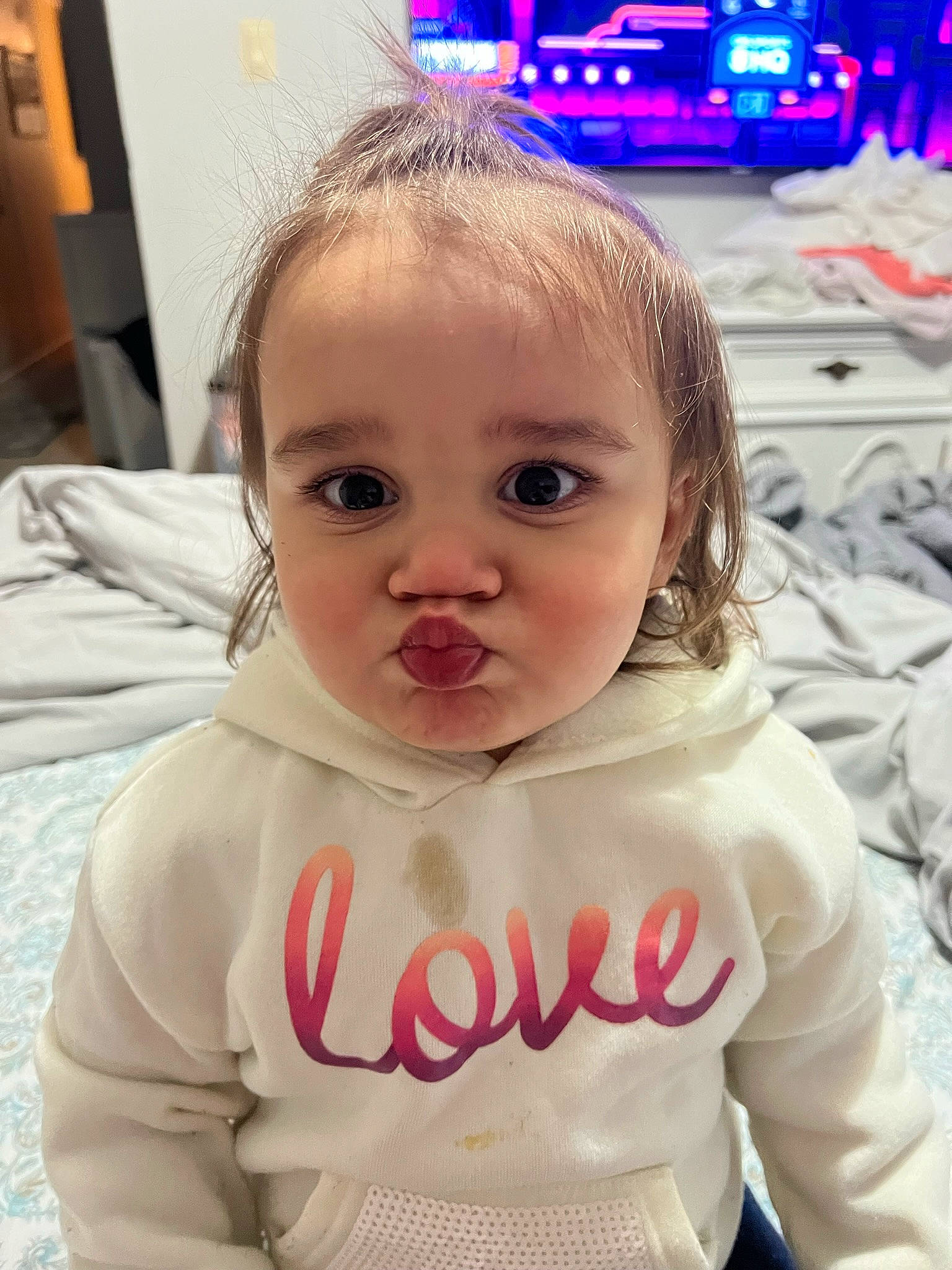 Evailiah is registered to the contest to win money with this photo: baby, baby_toddler_clothing, beauty, cheek, child, cool, eyelash, facial_expression, flooring, fun, happy, iris, person, product, sitting, skin, sleeve, snapshot, t_shirt, toddler