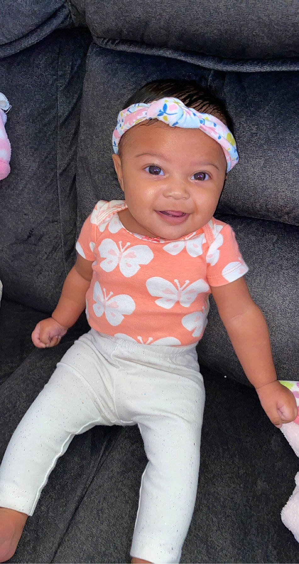 Giavanna joined the competition — help win amazing prizes! baby, baby_products, baby_toddler_clothing, child, hair_accessory, headband, headgear, headwear, joy, person, pink, toddler