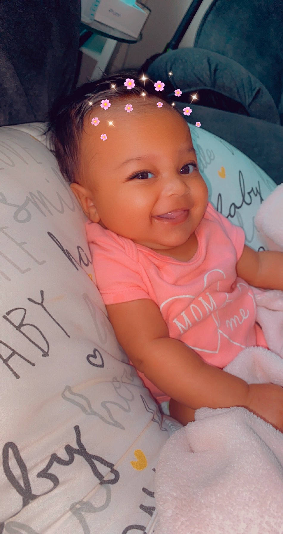 Giavanna is registered to the contest to win money with this photo: baby, birth, cheek, child, eye, face, forehead, fun, happy, head, headwear, iris, joy, lip, nose, person, pink, skin, smile, toddler