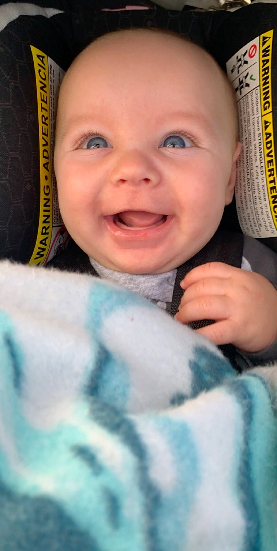 Rhett is registered to the contest to win money with this photo: baby, blue, cheek, child, chin, cool, eye, face, facial_expression, fun, happy, head, laugh, lip, mouth, nose, person, skin, smile, toddler