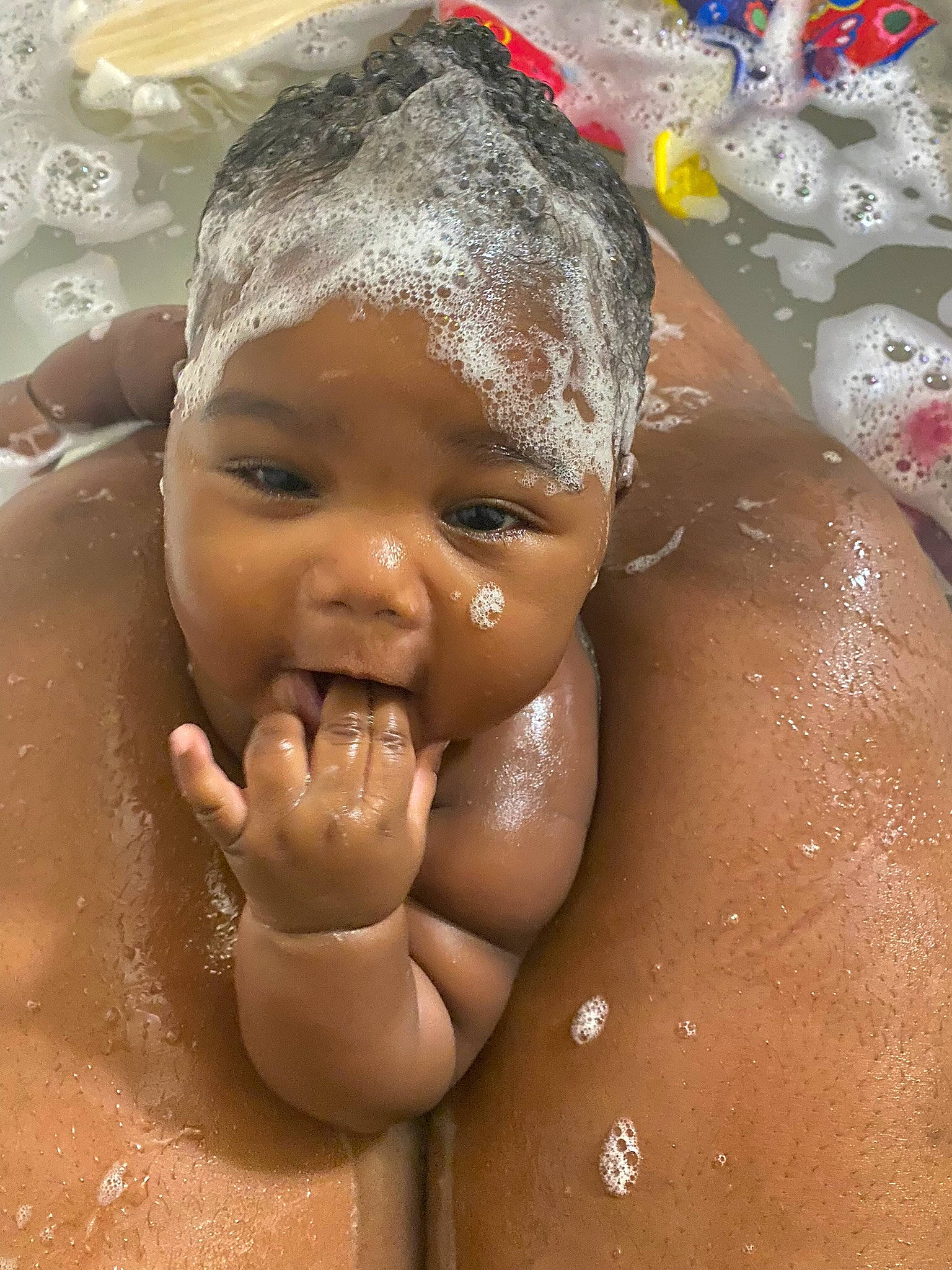 Alyssa joined the competition — help win amazing prizes! baby_bathing, barechested, bathing, cheek, chest, child, chin, close_up, eyebrow, forehead, fun, happy, head, headwear, lip, mouth, nose, person, skin, smile