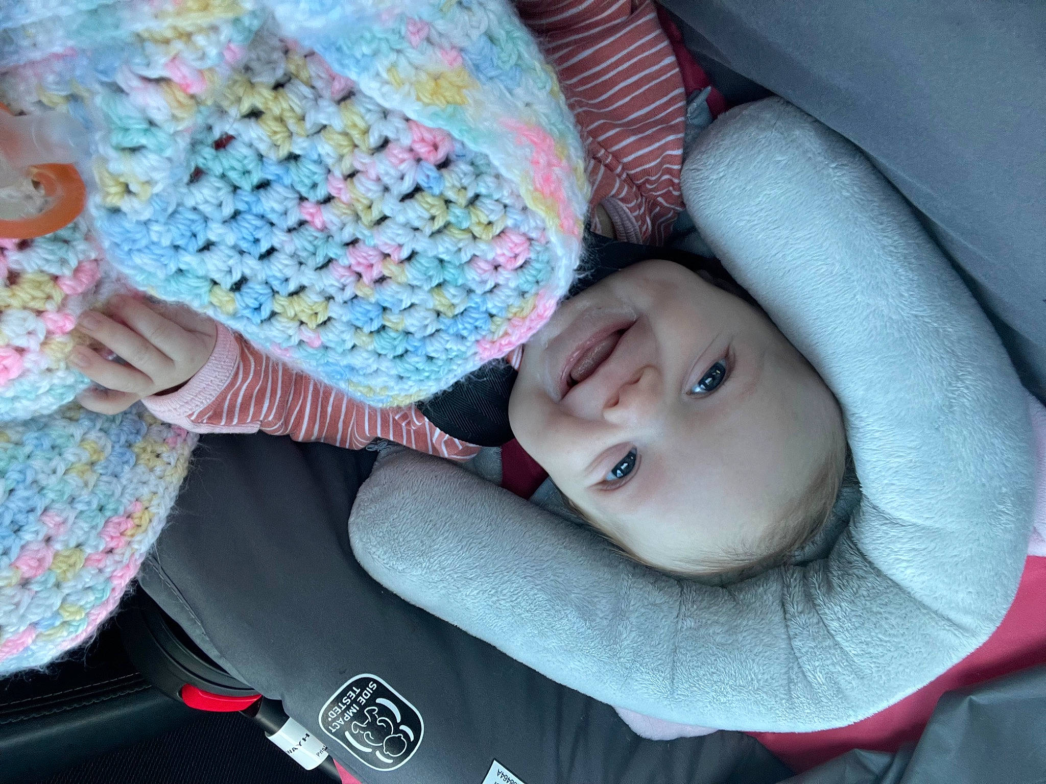 Elianna joined the competition — help win amazing prizes! baby, baby_carriage, baby_toddler_clothing, cheek, child, comfort, eye, face, finger, head, iris, joy, nose, organ, person, product, skin, sleeve, smile, textile