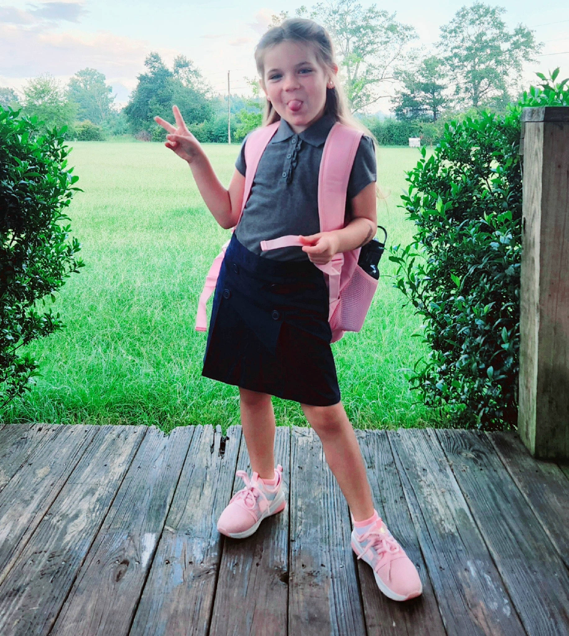 Timberlyn joined the competition — help win amazing prizes! day_dress, dress, electric_blue, footwear, formal_wear, grass, grass_family, happy, human_leg, knee, leg, one_piece_garment, person, plant, shoe, sky, sleeve, thigh, tree, waist