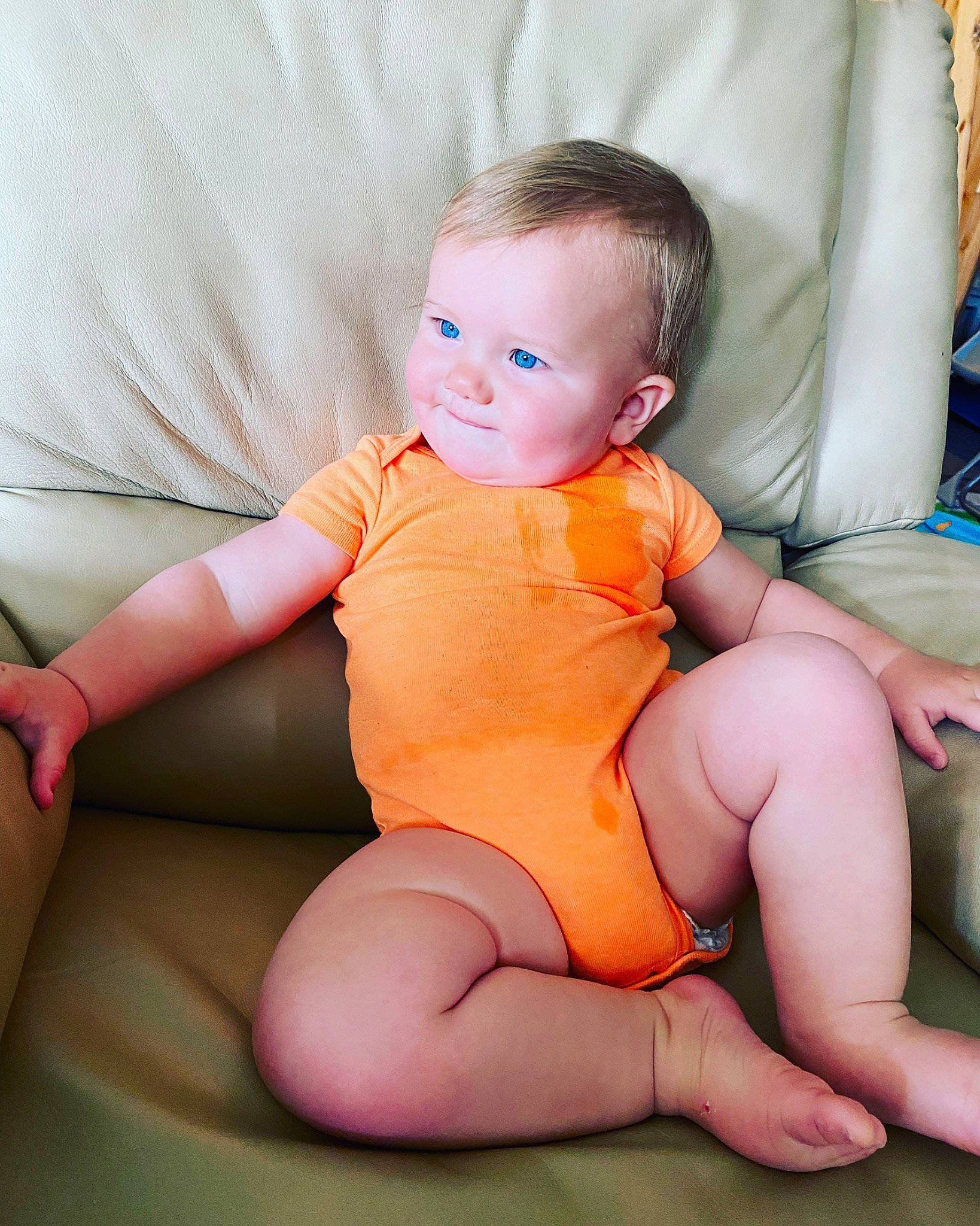 Syrus Jo joined the competition — help win amazing prizes! arm, baby, baby_toddler_clothing, cheek, comfort, eye, finger, human_body, joint, knee, lap, leg, muscle, orange, person, shoulder, skin, stomach, thigh, thumb
