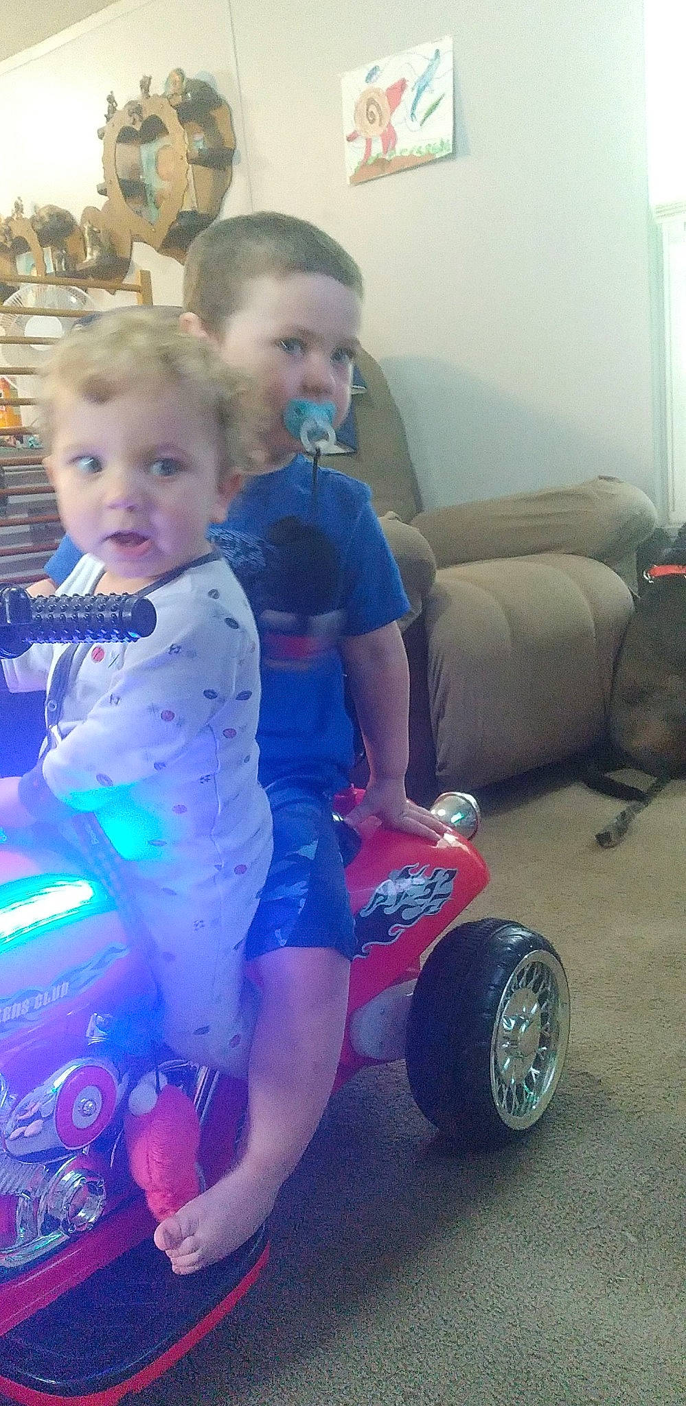 Jericho joined the competition — help win amazing prizes! automotive_tire, baby, child, electric_blue, event, face, flooring, fun, happy, head, human_leg, leisure, person, play, riding_toy, sitting, t_shirt, tire, toddler, vehicle
