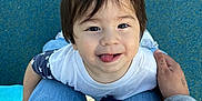 Luca joined the competition — help win amazing prizes! toddler, child, smiling, tongue_out, jeans, hand, blue_floor, playground, casual_clothing, portrait, happy, cute, outdoor, person, looking_up, short_hair, skin, holding, casual, daylight