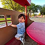 Luca joined the competition — help win amazing prizes! child, toddler, playground, outdoor, smiling, tree, sand, bench, table, sneakers, shorts, shirt, park, daylight, play_equipment, happy, person, nature, recreation, fun