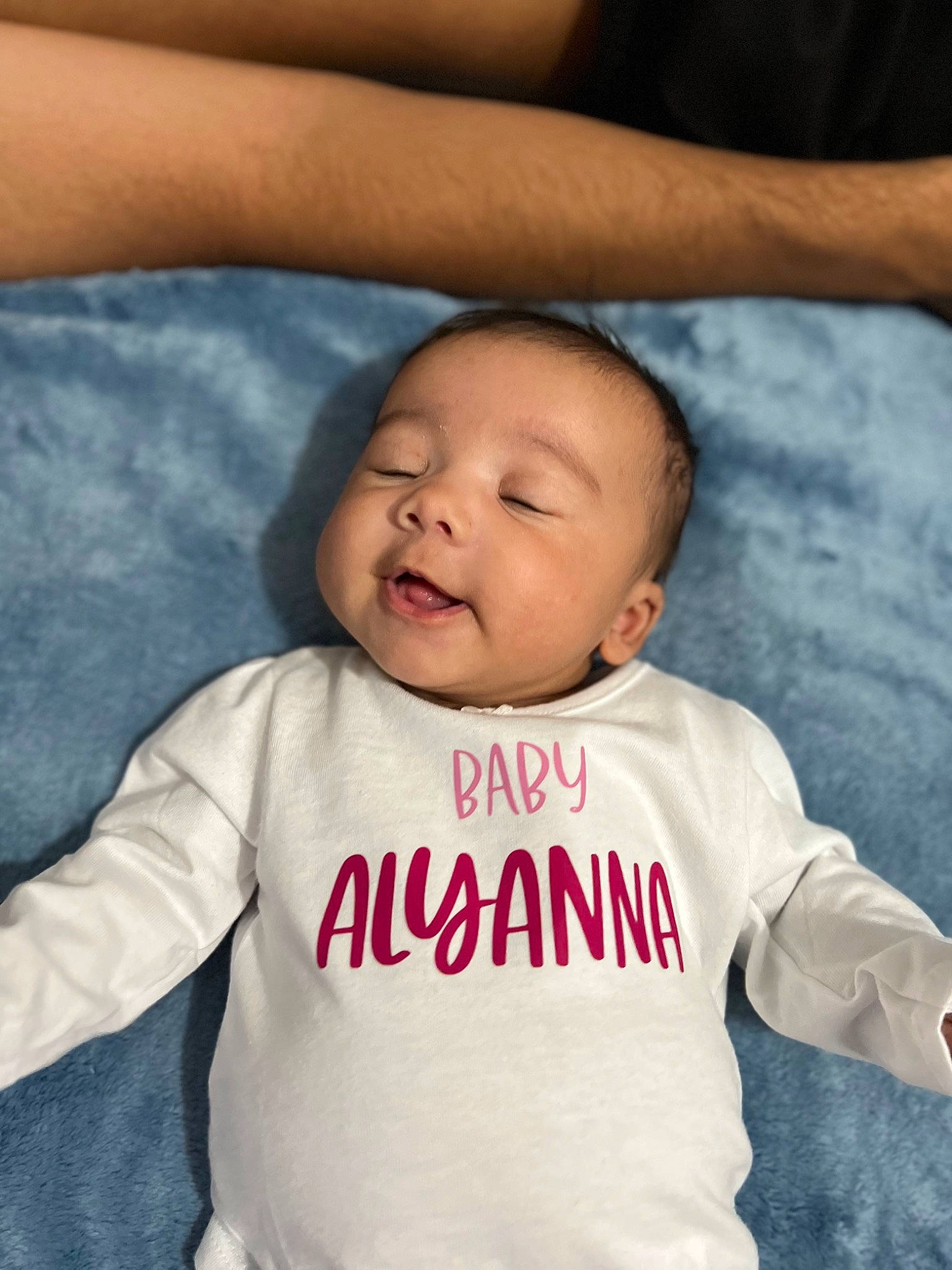 Alyanna is registered to the contest to win money with this photo: arm, baby, baby_toddler_clothing, cheek, chin, eye, eyebrow, face, hair, happy, head, human_body, mouth, neck, nose, person, shoulder, skin, sleeve, smile