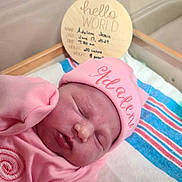 Adalene joined the competition — help win amazing prizes! baby, bed, blanket, bonnet, cap, childbirth, clothing, crib, face, furniture, hat, head, infantbed, newborn, person, photography, portrait, quilt, sleeping, tape