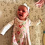 Bonnie joined the competition — help win amazing prizes! baby, infant, smiling, headband, romper, pink, strawberry_pattern, lying_down, bedspread, plush_toy, octopus_toy, baby_bottle, white_long_sleeve, happy, cute, child, nursery, soft_toys, playful, adorable
