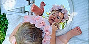 Mis Bas joined the competition — help win amazing prizes! baby, blanket, child, curious, cute, feet, flower_headband, grass, hands, head, infant, mirror, nature, outdoor, pink_tutu, playful, portrait, reflection, soft_tones, sunlight