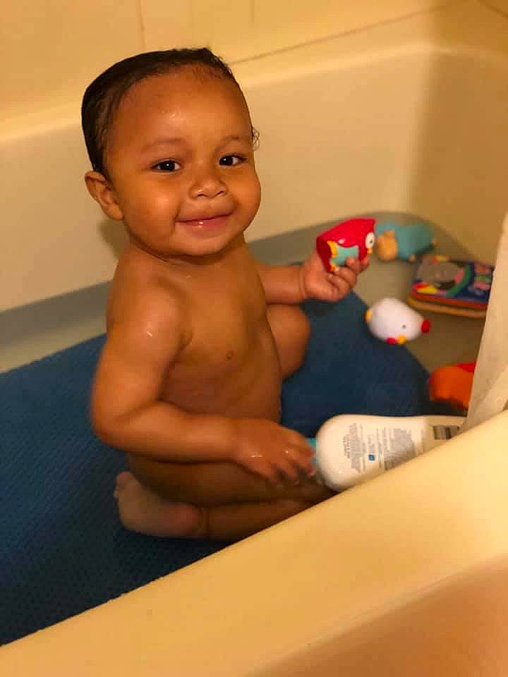 Jakobe joined the competition — help win amazing prizes! baby, baby_bathing, bathing, bathtub, cheek, child, joy, person, plumbing_fixture, skin, toddler