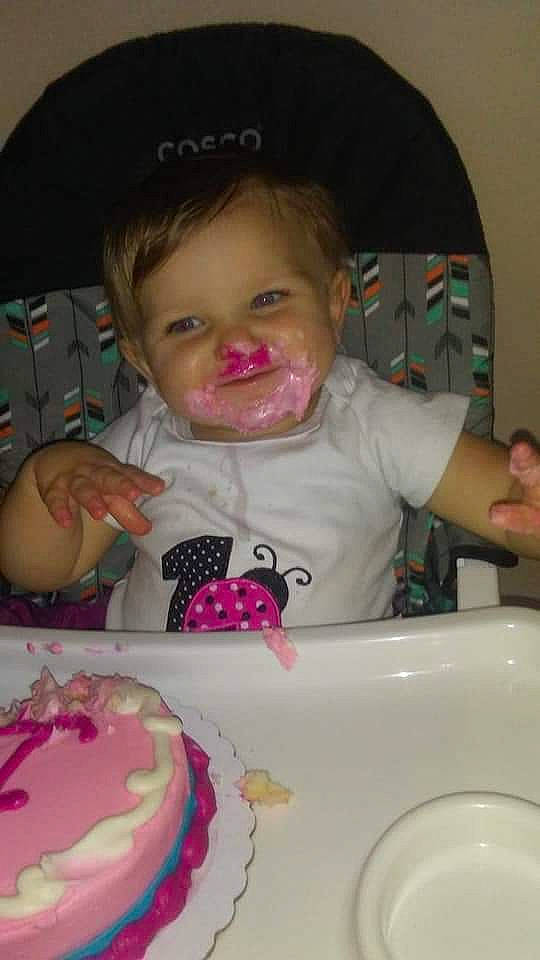 Renlee is registered to the contest to win money with this photo: baby, baking, birthday, birthday_cake, buttercream, cake, cake_decorating, cheek, child, dessert, eating, finger, food, fun, icing, party, person, pink, skin, sweetness