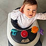 éli participe au concours pour gagner de l'argent avec cette photo : toddler, baby_walker, child, smiling, indoor, toy, shirt, cute, face, person, playing, young_child, expression, happy, blue_eyes, cheeky, sitting, floor, head, reaching_out