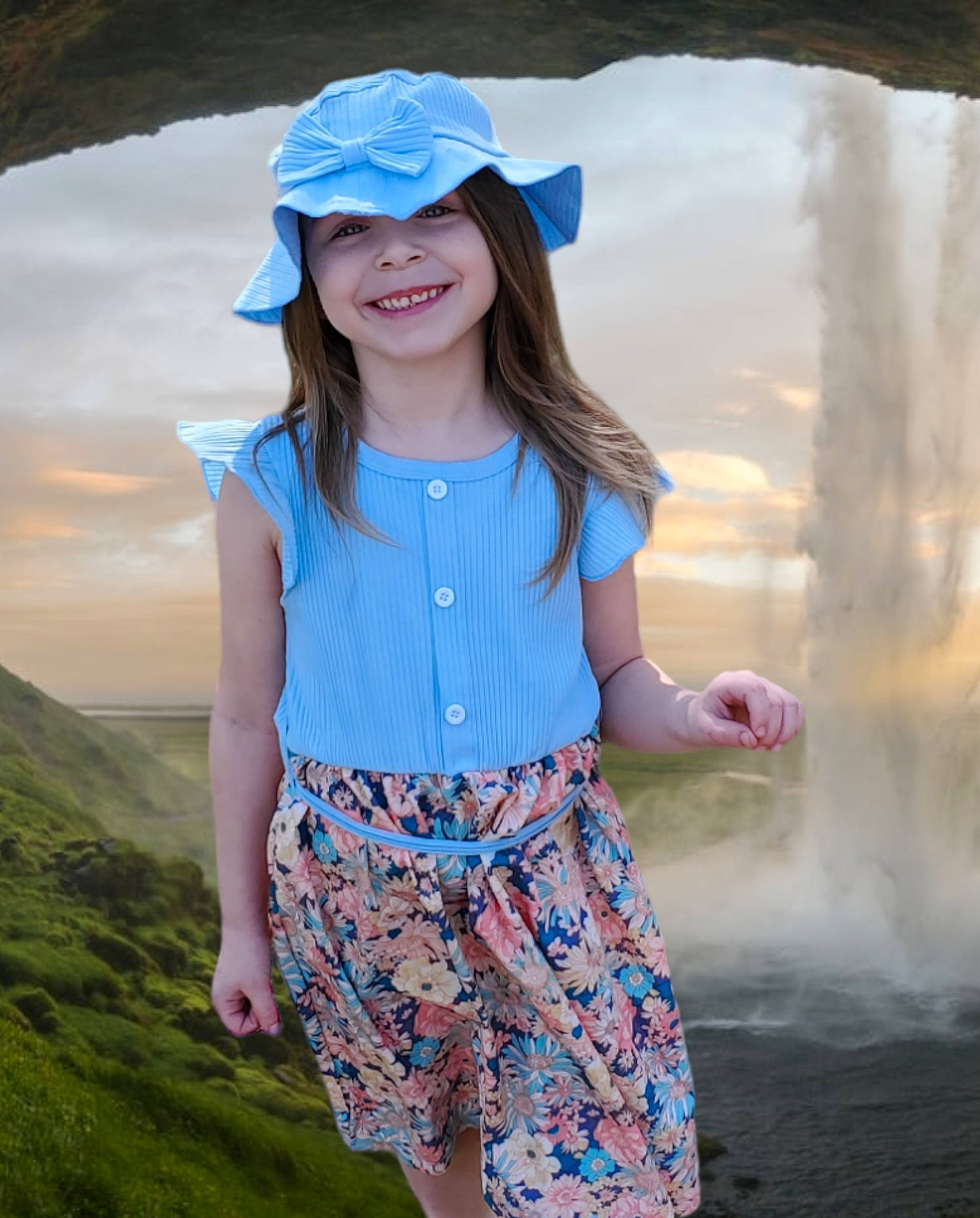 Liana is registered to the contest to win money with this photo: baseball_cap, blue, cap, cool, flash_photography, fun, grass, green, happy, hat, headwear, joy, leisure, people_in_nature, person, photograph, smile, standing, summer, t_shirt