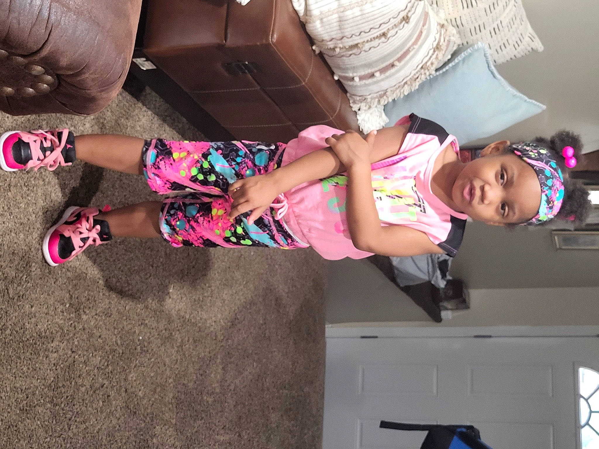 Rayiahlyn joined the competition — help win amazing prizes! baby_toddler_clothing, child, cool, fashion_accessory, foot, fun, happy, hat, headwear, human_leg, knee, leg, magenta, pattern, person, pink, sandal, sun_hat, t_shirt, thigh