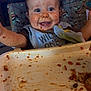 Waylan joined the competition — help win amazing prizes! baby, messy, highchair, food, face_paint, smiling, blue_eyes, bib, arms, tray, indoor, child, happy, clothing, hair, person, dirt, feeding, home, expression