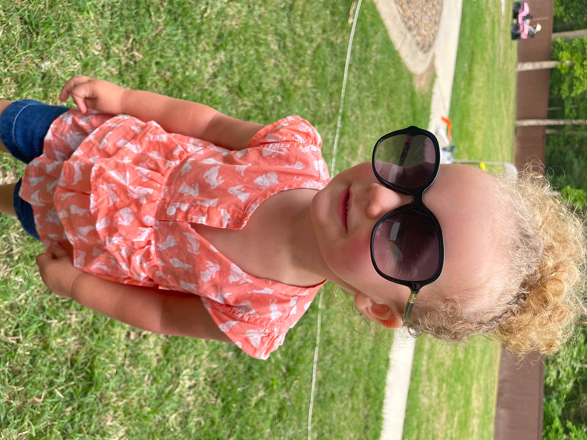 Bryleigh joined the competition — help win amazing prizes! chest, child, eyewear, fawn, fun, glasses, grass, grass_family, happy, human_leg, leisure, pattern, people_in_nature, person, plant, recreation, sandal, summer, sunglasses, thigh