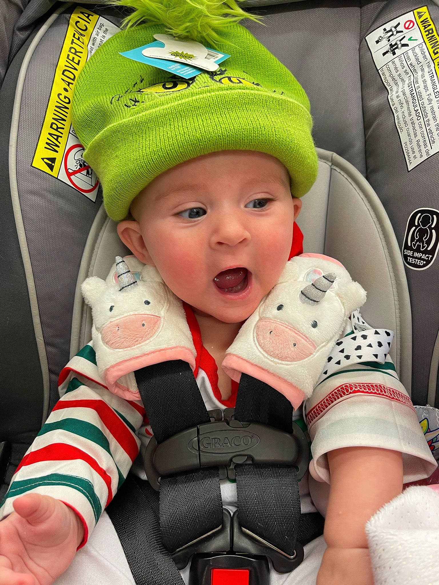 Catherine is registered to the contest to win money with this photo: baby, baby_carriage, baby_products, baby_toddler_clothing, cap, car_seat, carmine, child, comfort, fashion_accessory, glove, headwear, mouth, person, personal_protective_equipment, product, service, sleeve, sports_gear, steering_wheel