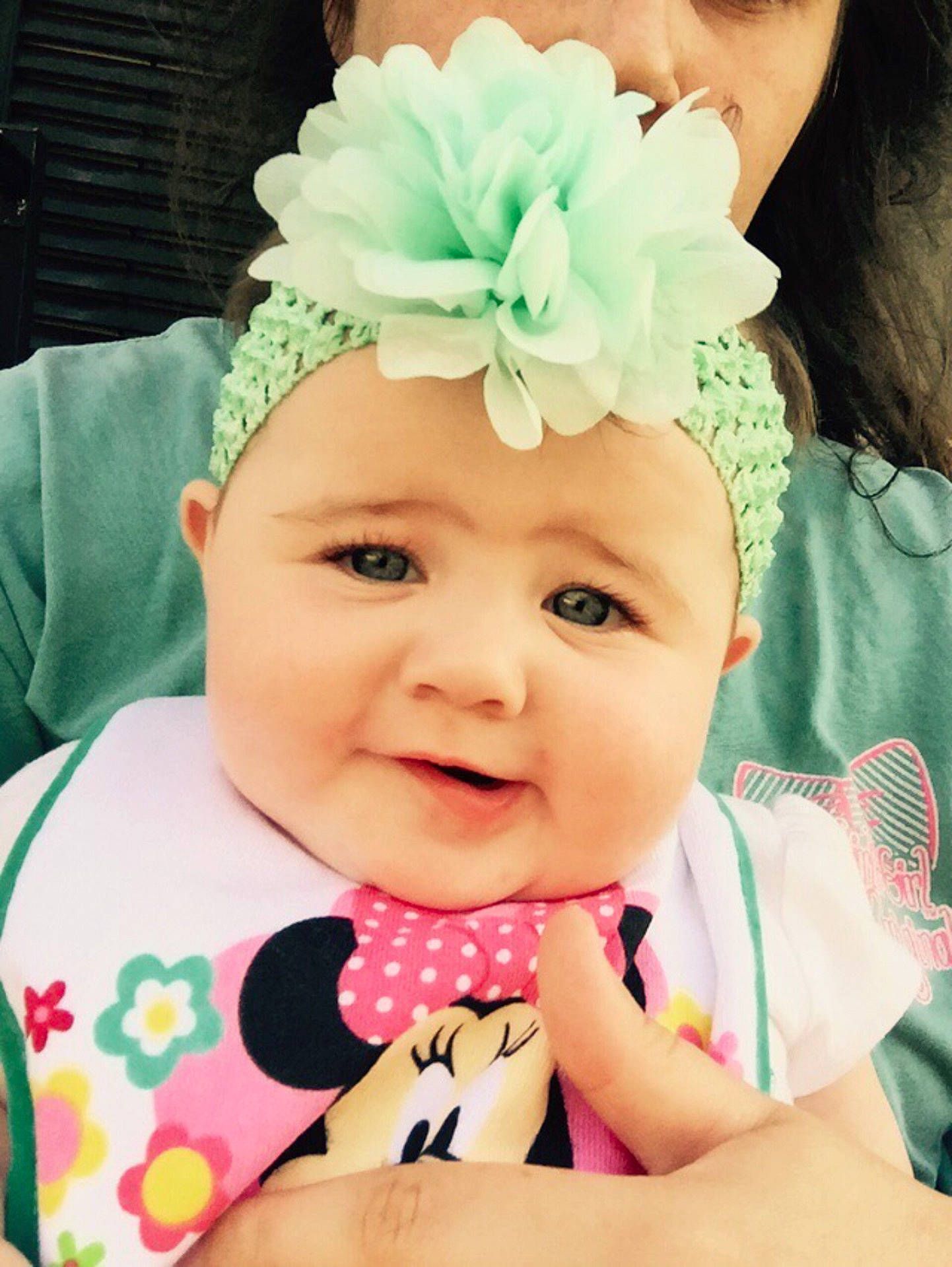 Paisley joined the competition — help win amazing prizes! cheek, child, ear, fashion_accessory, hair_accessory, hair_tie, headband, headgear, headpiece, infant, person, product, smile, toddler