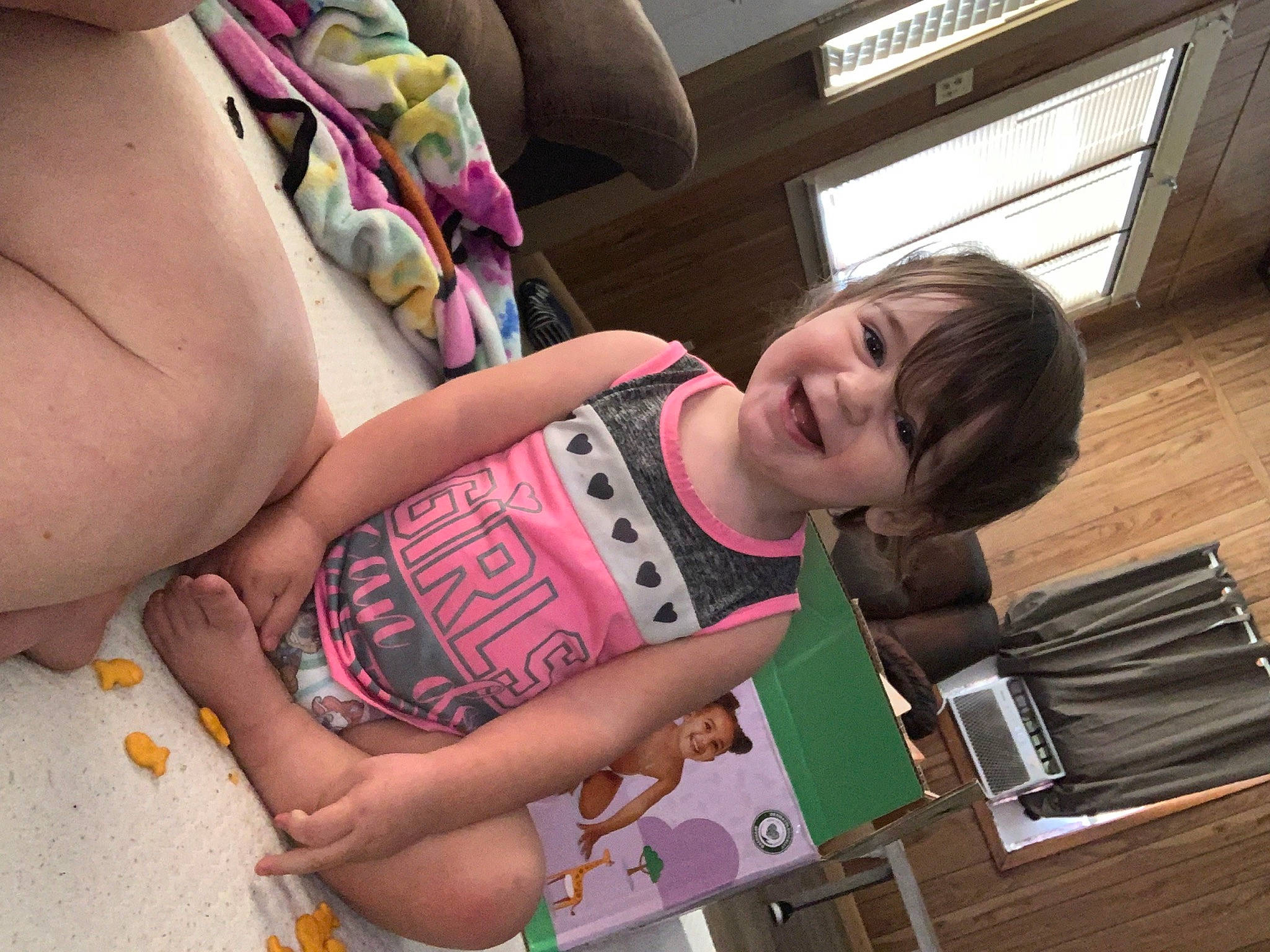 Eliana joined the competition — help win amazing prizes! abdomen, brassiere, chest, child, elbow, fun, happy, human_leg, joint, joy, leg, leisure, pattern, person, skin, smile, swimwear, thigh, toddler, trunk